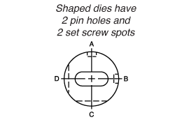 Controlled Auto machinery shaped die pin hole and set screw spots